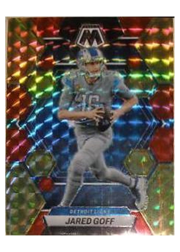 2023 Panini Mosaic Base Set Jared Goff Choice Fusion Red Yellow #185 card