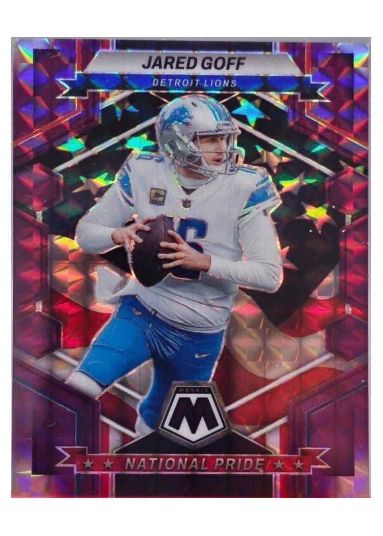 2023 Panini Mosaic Base Set Jared Goff Purple #258 card
