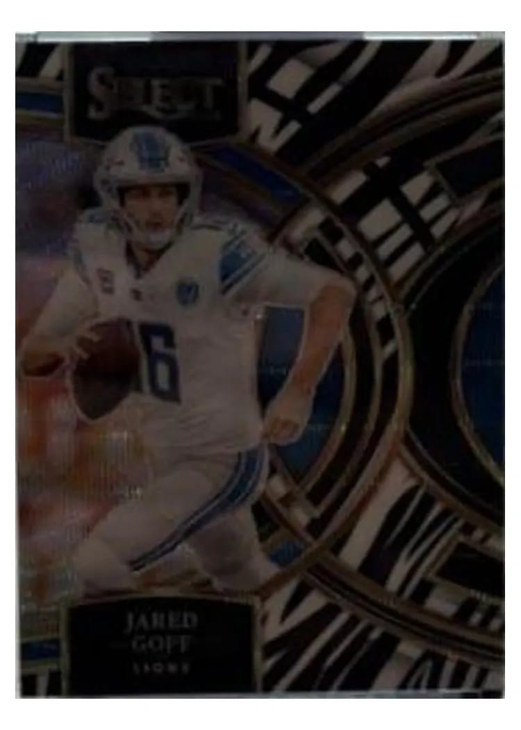 2023 Panini Select Base Set Jared Goff Zebra Prizm #178 card