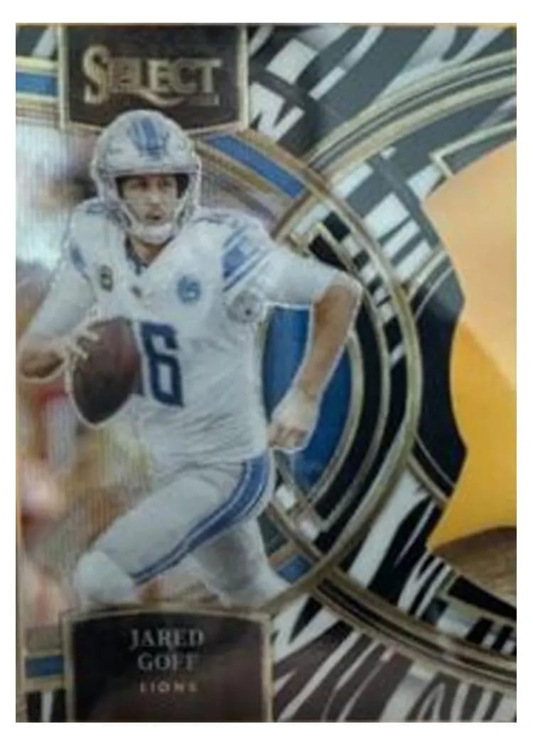 2023 Panini Select Base Set Jared Goff Zebra Prizm Die-Cut #178 card