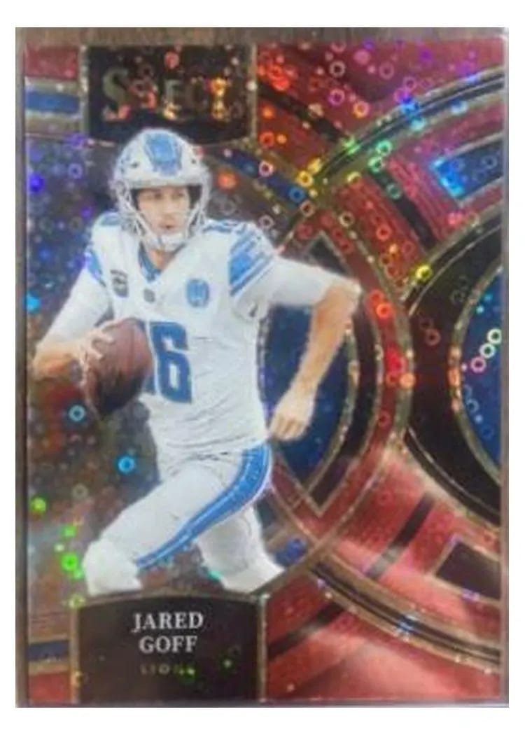 2023 Panini Select Base Set Jared Goff Disco Red Prizm #178 card