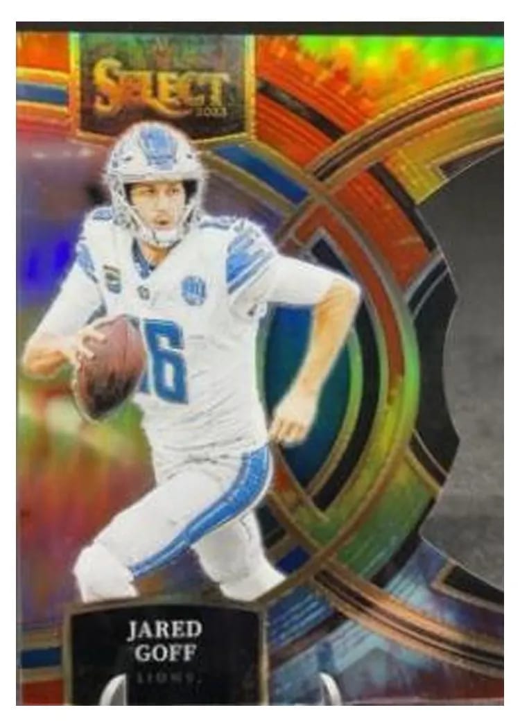 2023 Panini Select Base Set Jared Goff Tie-Dye Prizm Die-Cut #178 card