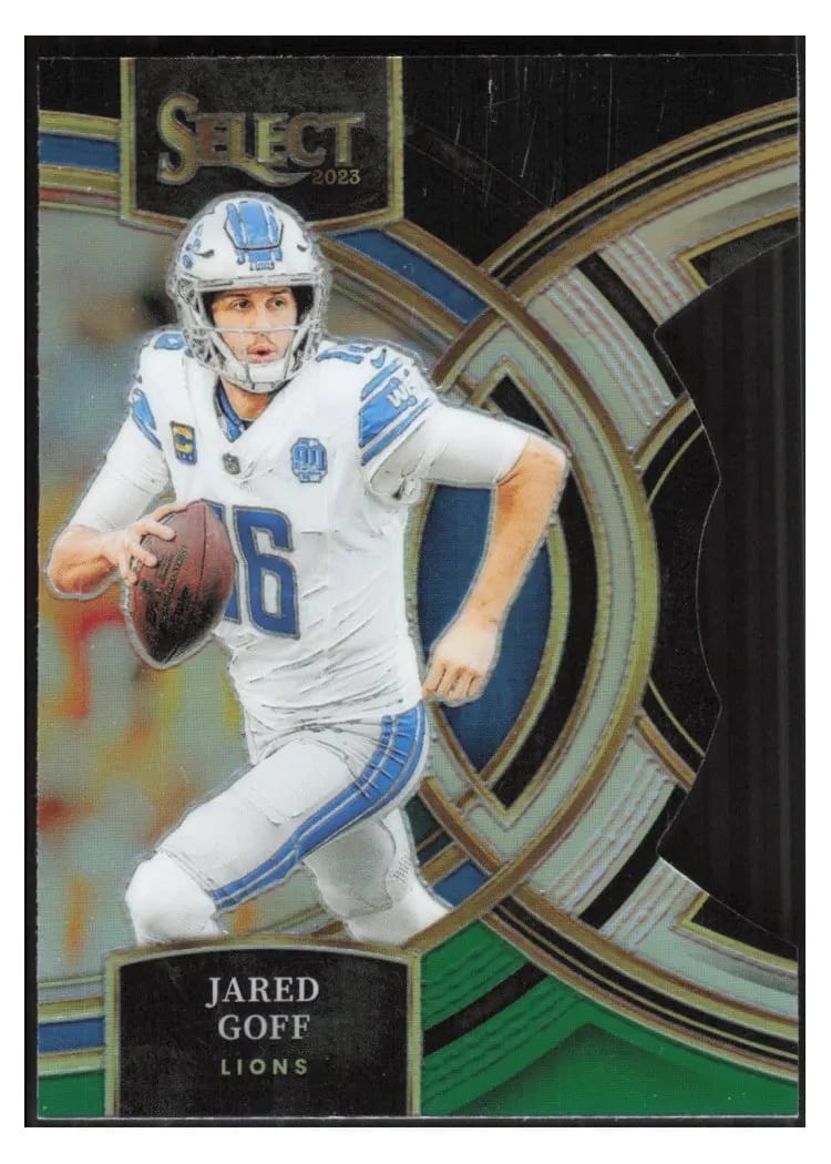 2023 Panini Select Base Set Jared Goff Green Prizm Die-Cut #178 card