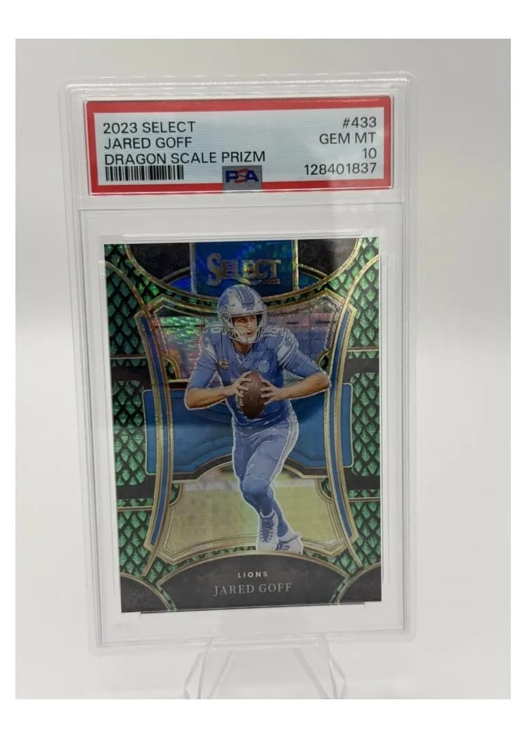 2023 Panini Select Base Set Jared Goff Dragon Scale Prizm #433 card
