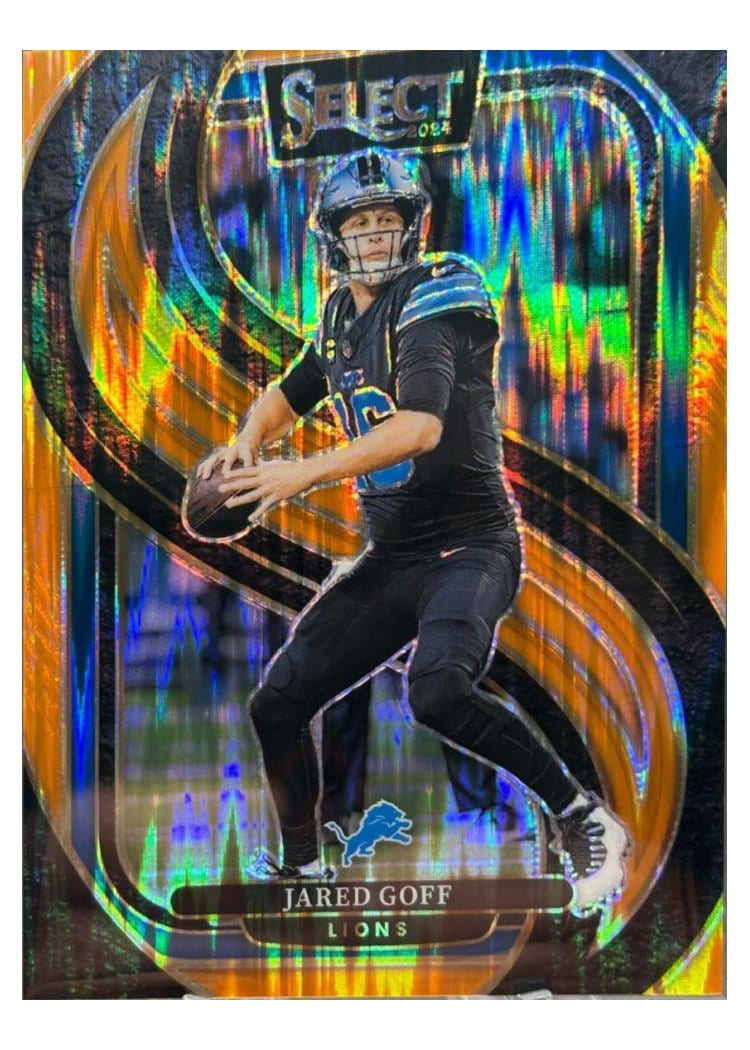 2024 Panini Select Base Set Jared Goff Orange Prizm Shock #123 card