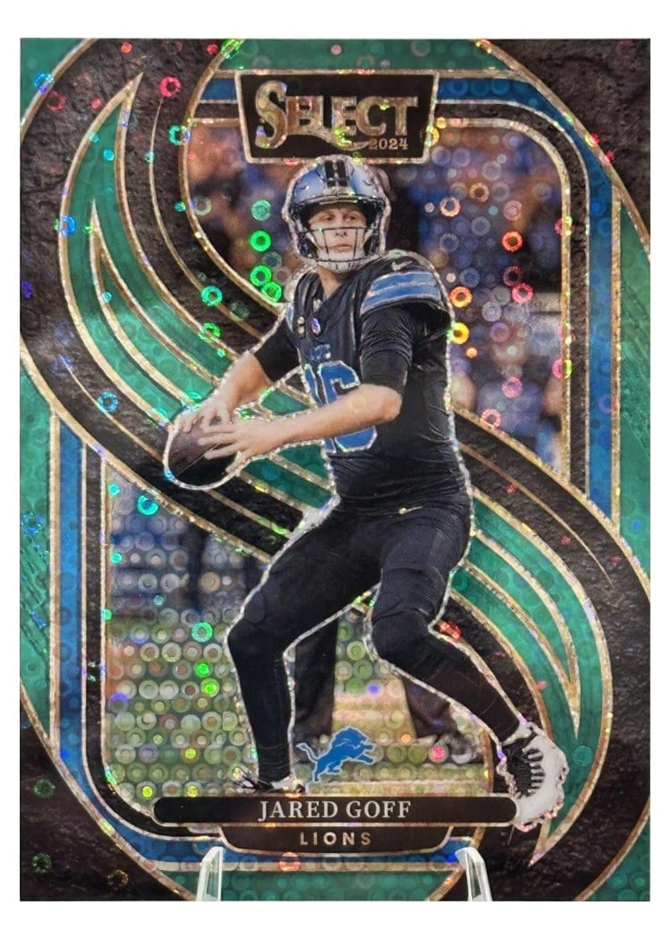 2024 Panini Select Base Set Jared Goff Green Disco Prizm #123 card
