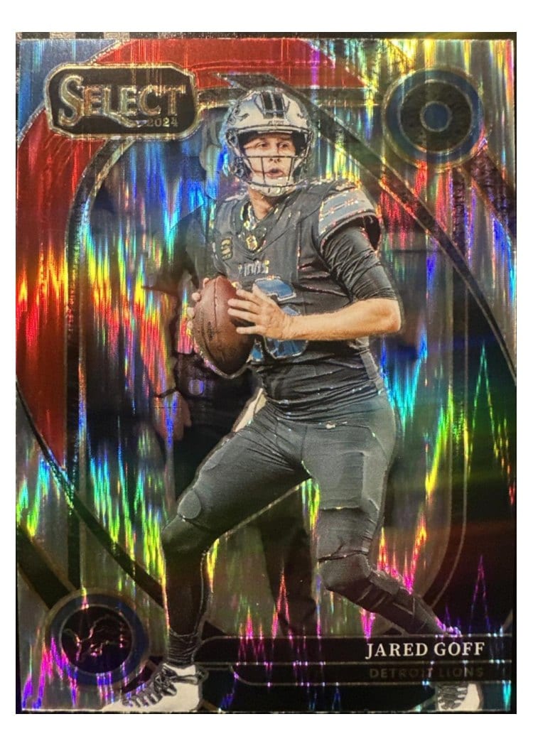 2024 Panini Select Base Set Jared Goff Black Red Prizm Shock #228 card