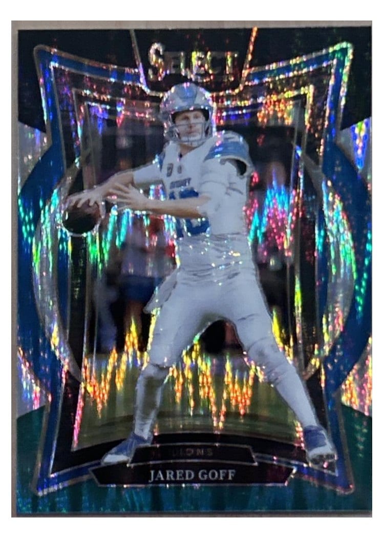 2024 Panini Select Base Set Jared Goff Black Green Prizm Shock #36 card