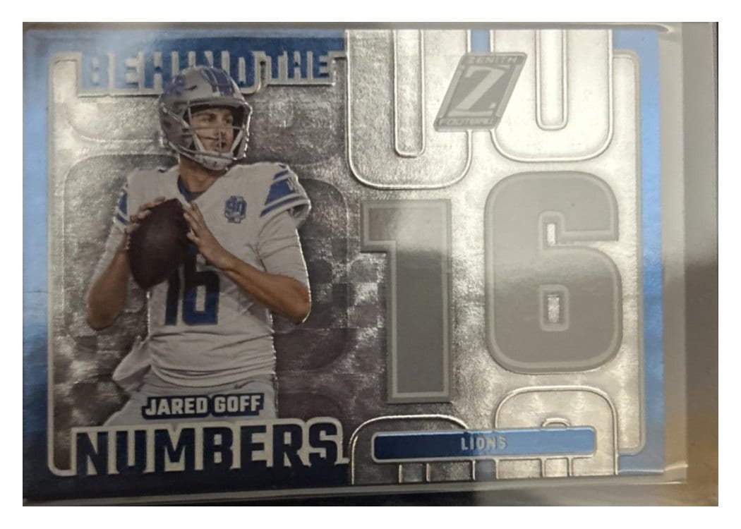 2024 Panini Zenith Behind The Numbers Jared Goff #16 card