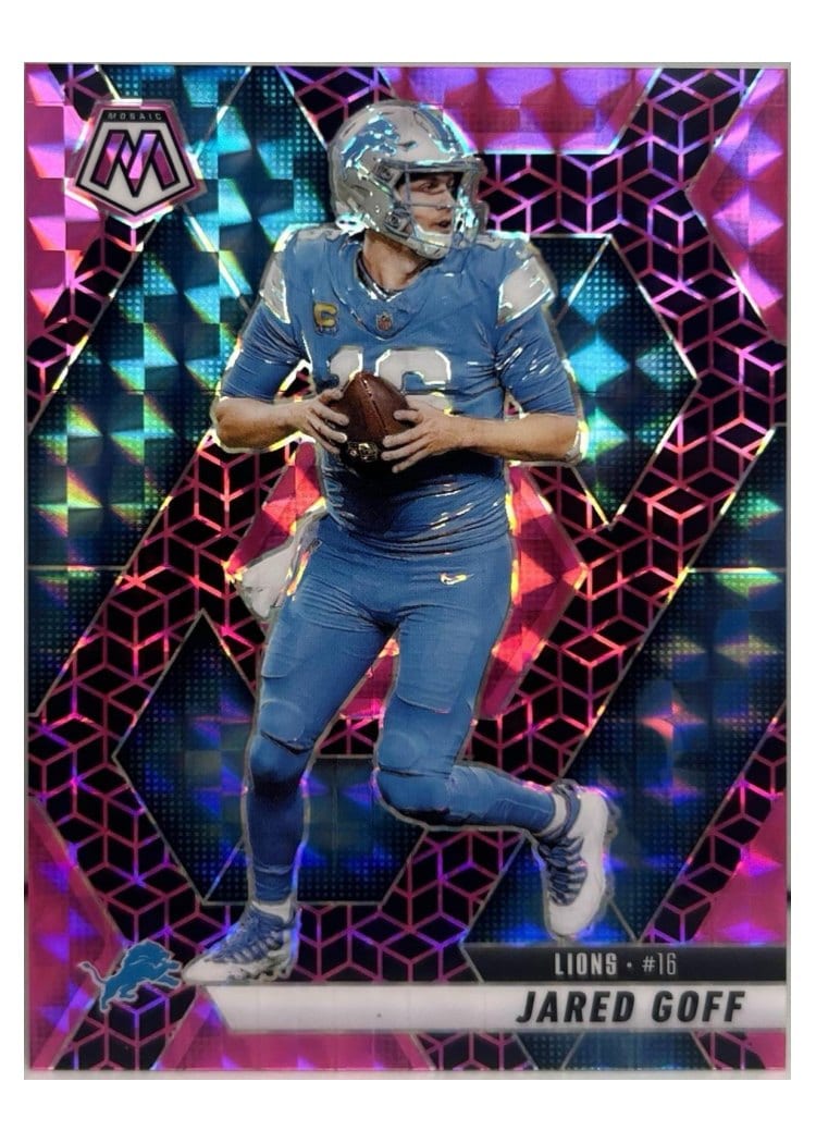 2025 Panini Mosaic Base Set Jared Goff Pink Spectris #194 card