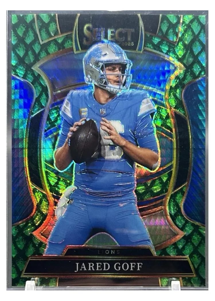 2025 Panini Select Base Set Jared Goff Dragon Scale Prizm #69 card