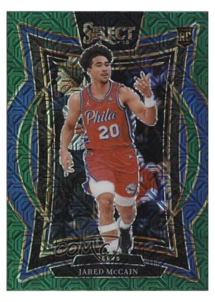 2024-25 Panini Select Base Set Jared McCain Green Mojo Prizm #82 card