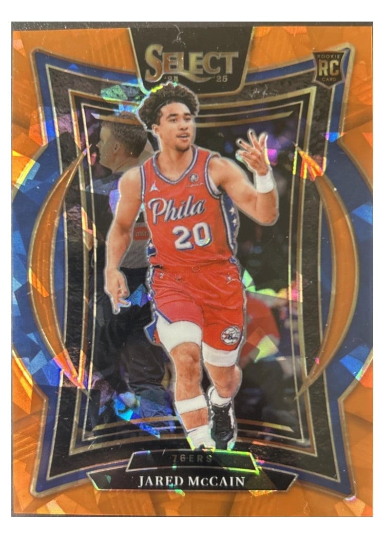 2024-25 Panini Select Base Set Jared McCain Orange Cracked Ice Prizm #82 card