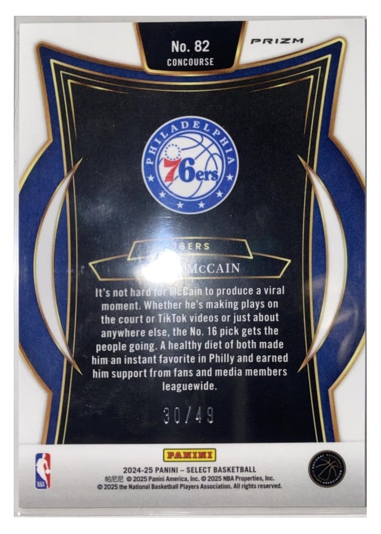 2024-25 Panini Select Base Set Jared McCain #82 card