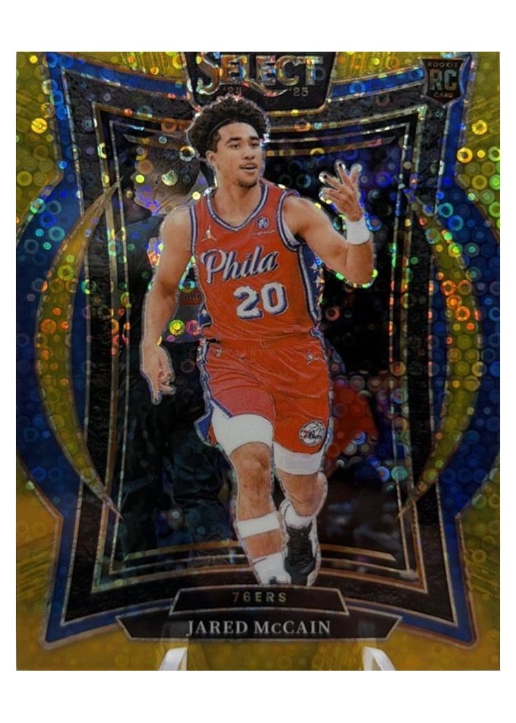 2024-25 Panini Select Base Set Jared McCain Gold Disco Prizm #82 card