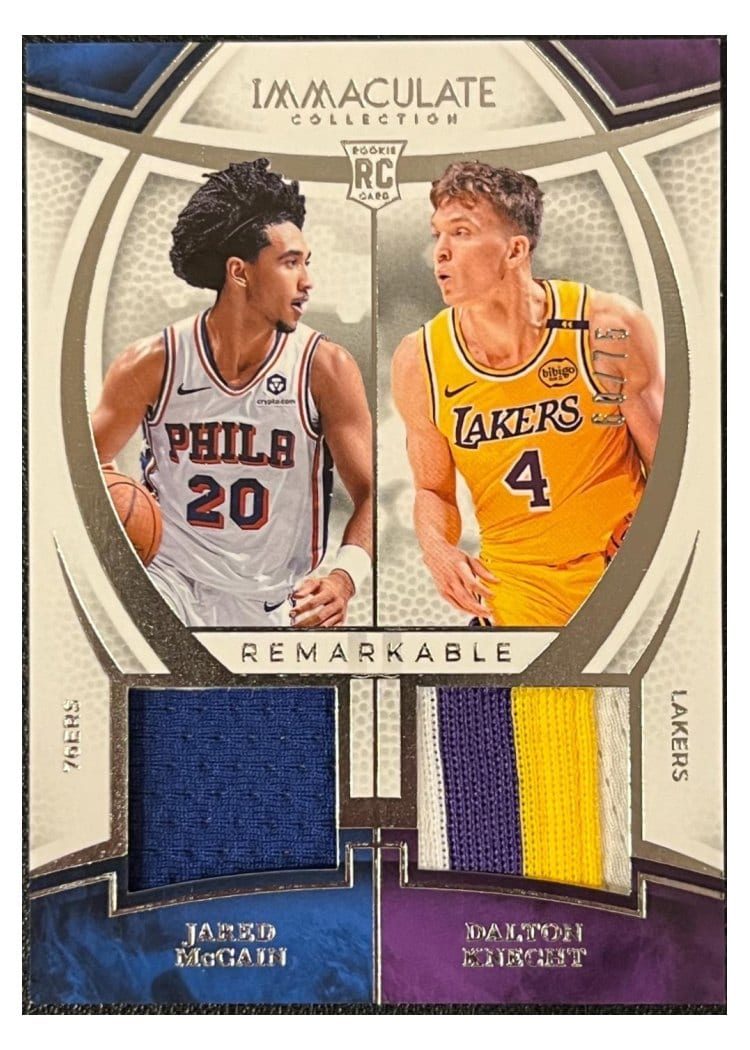 2024-25 Panini Immaculate Collection Remarkable Rookie Jerseys Dual Set Jared McCain/Dalton Knecht #6 card