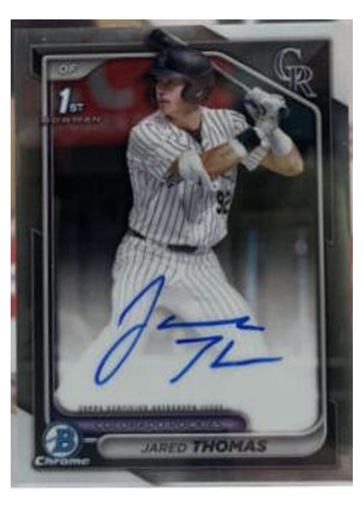 2024 Bowman Draft Chrome Prospect Autographs Jared Thomas #CPA-JTH card