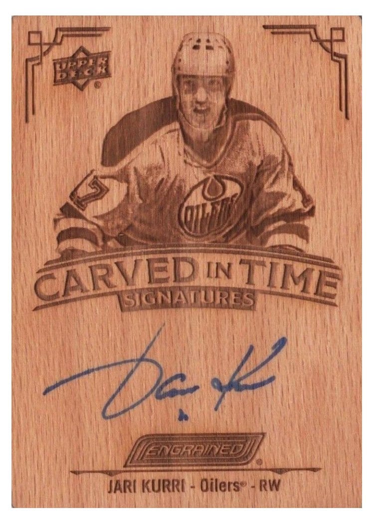 2023-24 Upper Deck Engrained Carved in Time Manufactured Wood Signatures Jari Kurri #CT-29 card