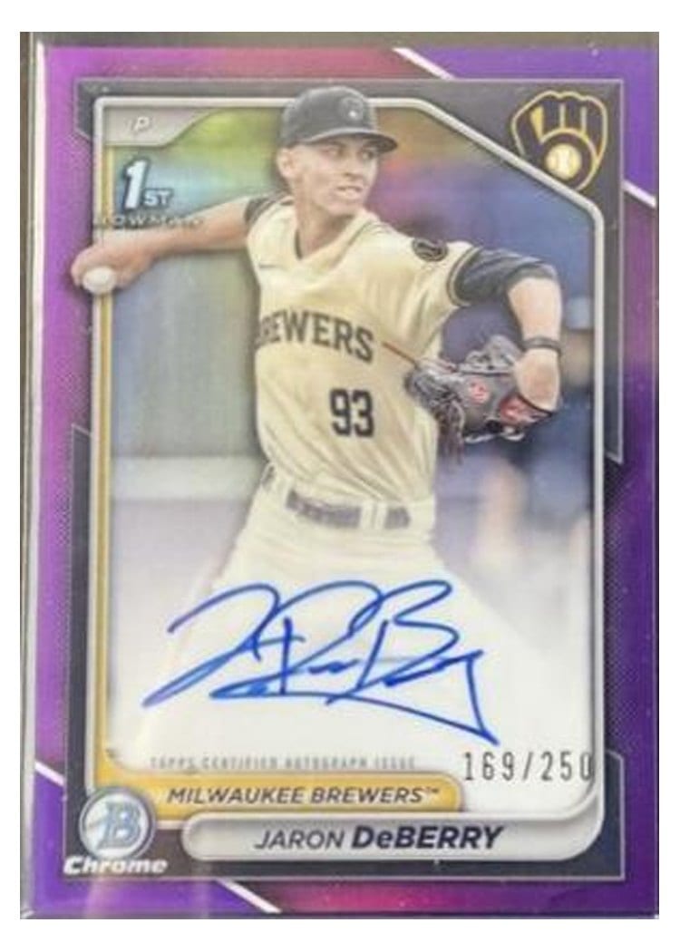 2024 Bowman Draft Chrome Prospect Autographs Jaron DeBerry #CPA-JDE card