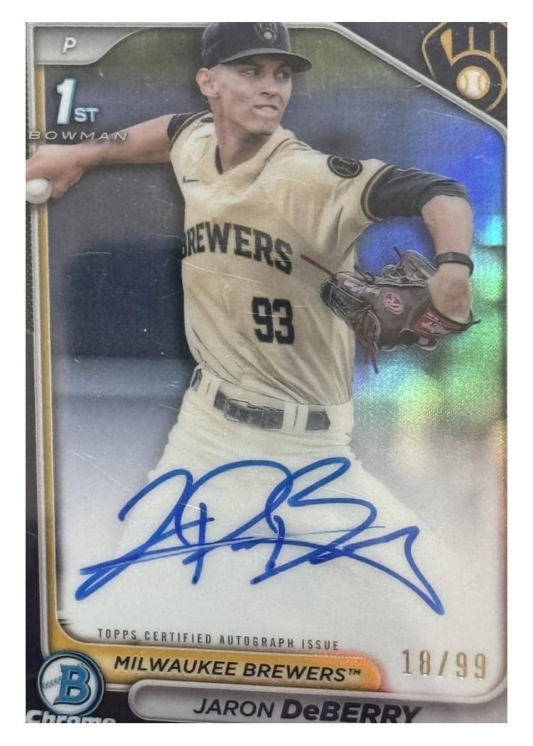 2024 Bowman Draft Chrome Prospect Autographs Jaron DeBerry #CPA-JDE card