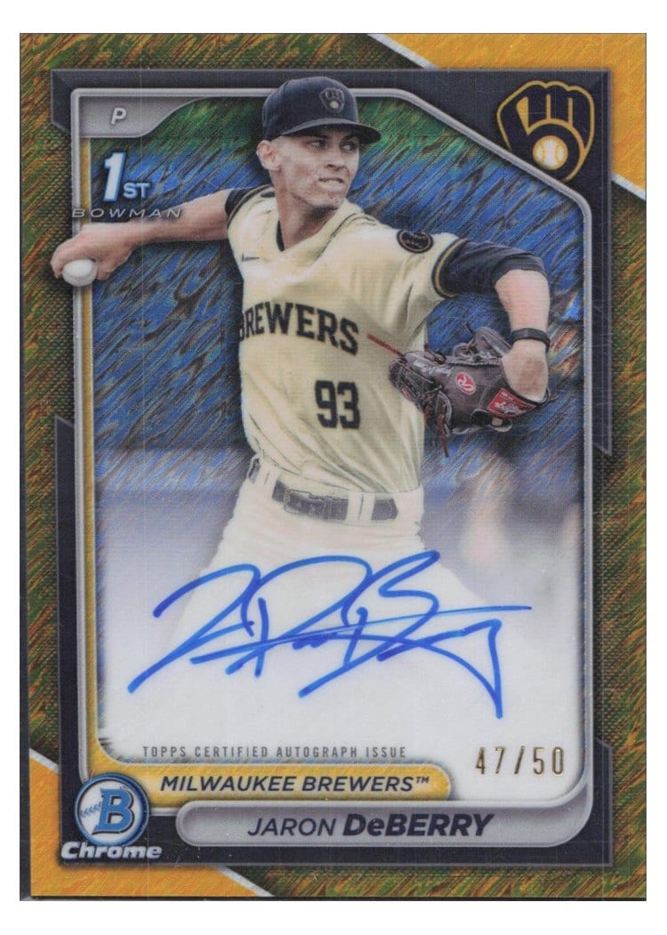 2024 Bowman Draft Chrome Prospect Autographs Jaron DeBerry #CPA-JDE card