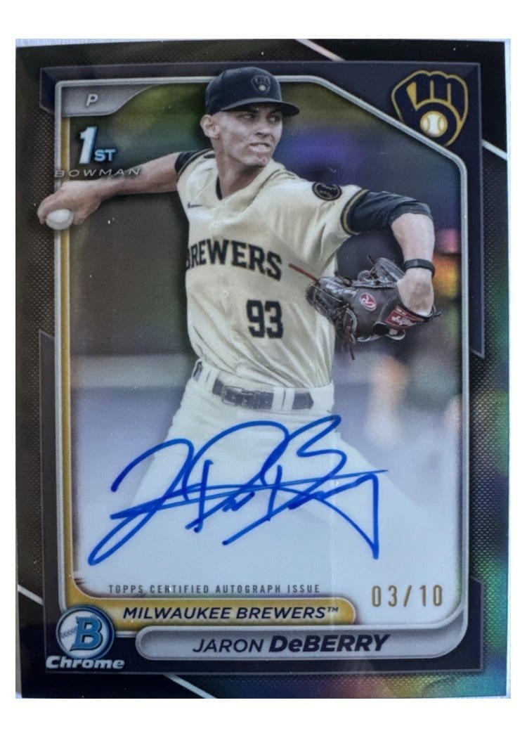 2024 Bowman Draft Chrome Prospect Autographs Jaron DeBerry X-fractor Black #CPA-JDE card