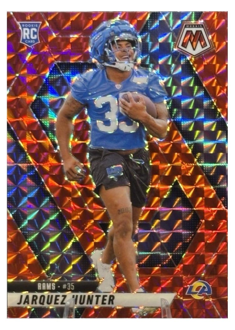 2025 Panini Mosaic Base Set Jarquez Hunter Red Sparkle #380 card
