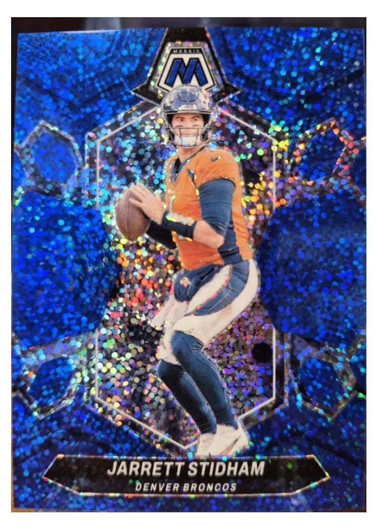 2024 Panini Mosaic Base Set Jarrett Stidham Blue Sparkle #64 card