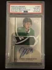 2020-21 Upper Deck Premier Acetate Rookie Autograph Patch Jason Robertson #AR-RO card
