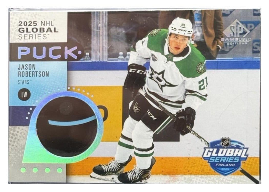 2025-26 SP Game Used 2024 Global Series Stars vs. Panthers Puck Relics Jason Robertson #GSP-JR card