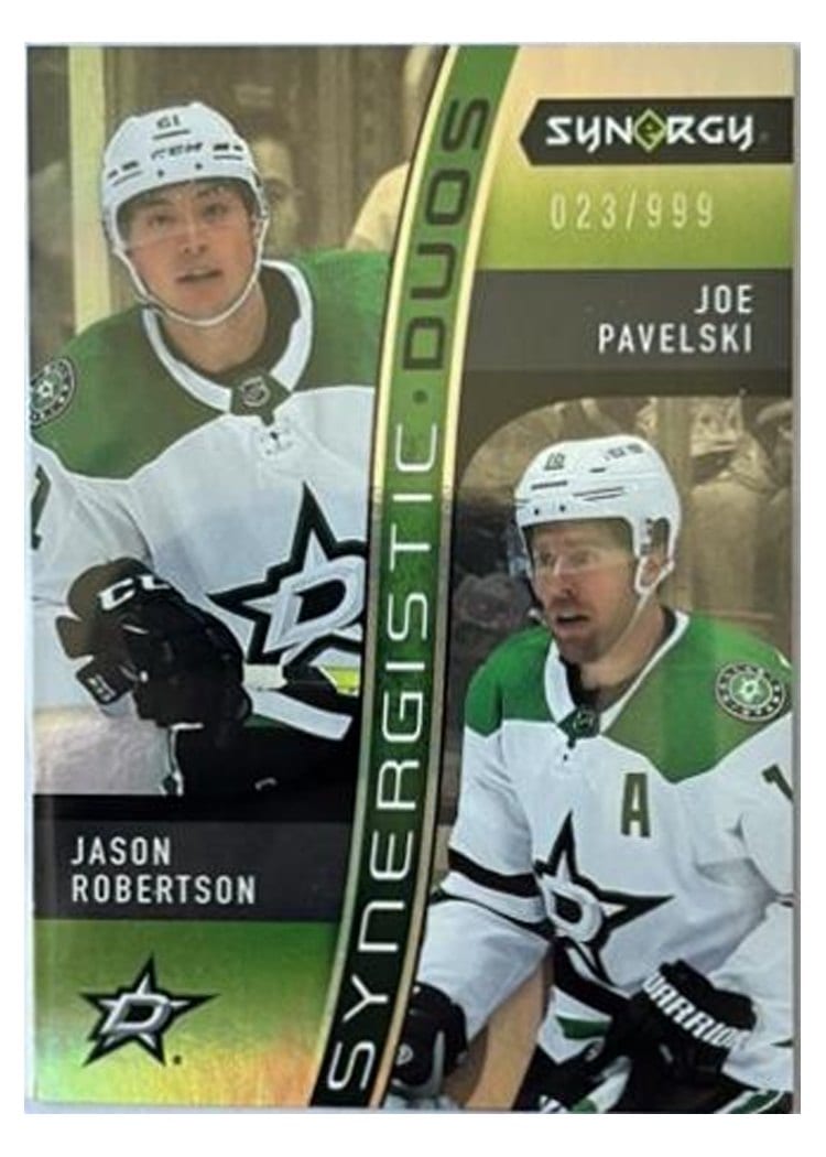 2023-24 Upper Deck Synergy Synergistic Duos Jason Robertson/Joe Pavelski #SD-16** card
