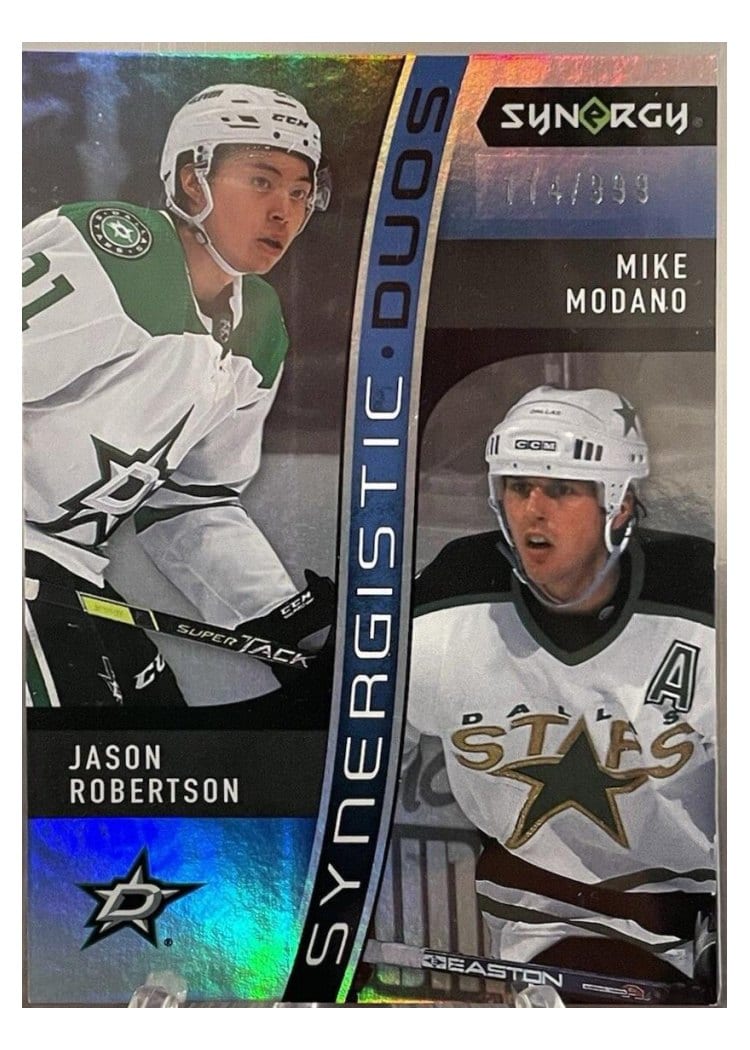 2023-24 Upper Deck Synergy Synergistic Duos Jason Robertson/Mike Modano #SD-16 card