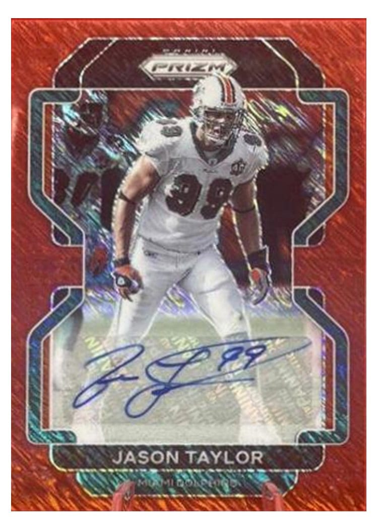2021 Panini Prizm Base Set Jason Taylor Autographs Red Shimmer #113
