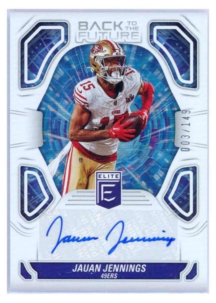 2024 Donruss Elite Back to the Future Signatures Jauan Jennings #BTF-JJE card