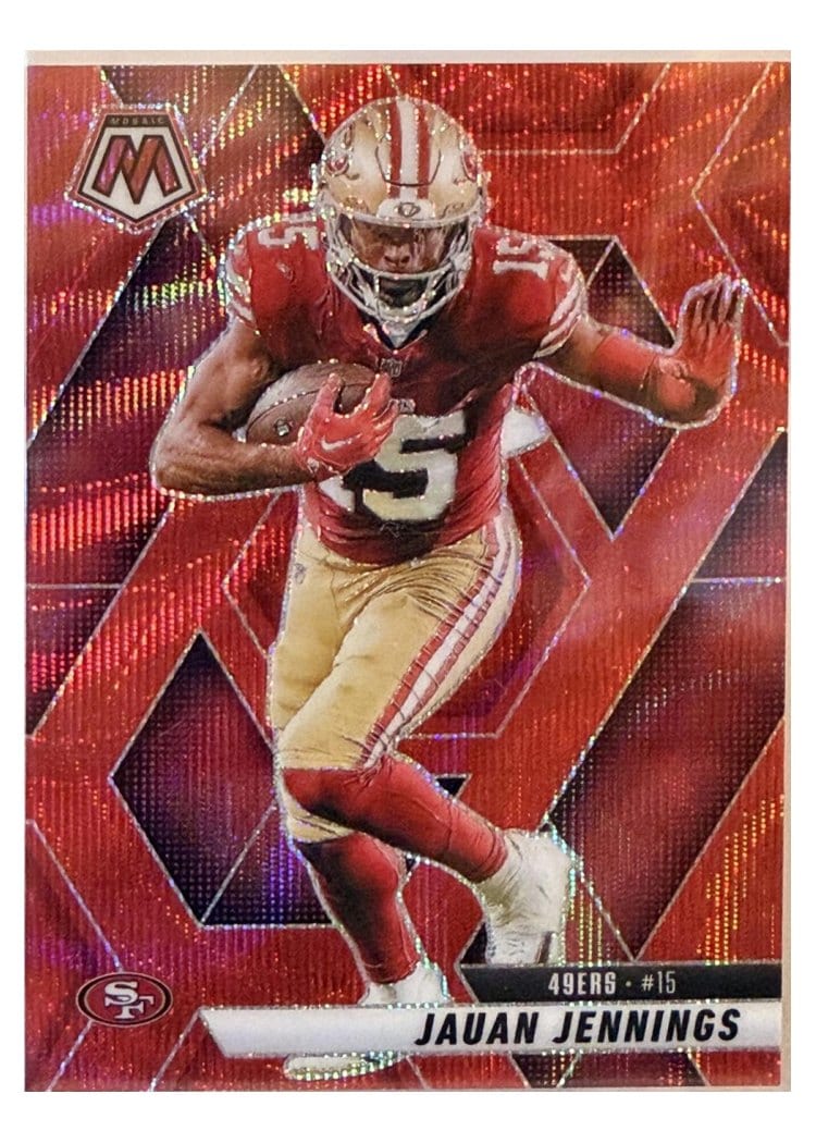 2025 Panini Mosaic Base Set Jauan Jennings Red Wave #142 card