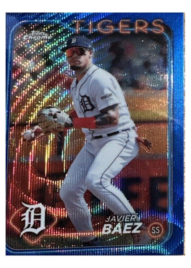 2024 Topps Chrome Base Set Javier Báez Blue Wave Refractor #109 card