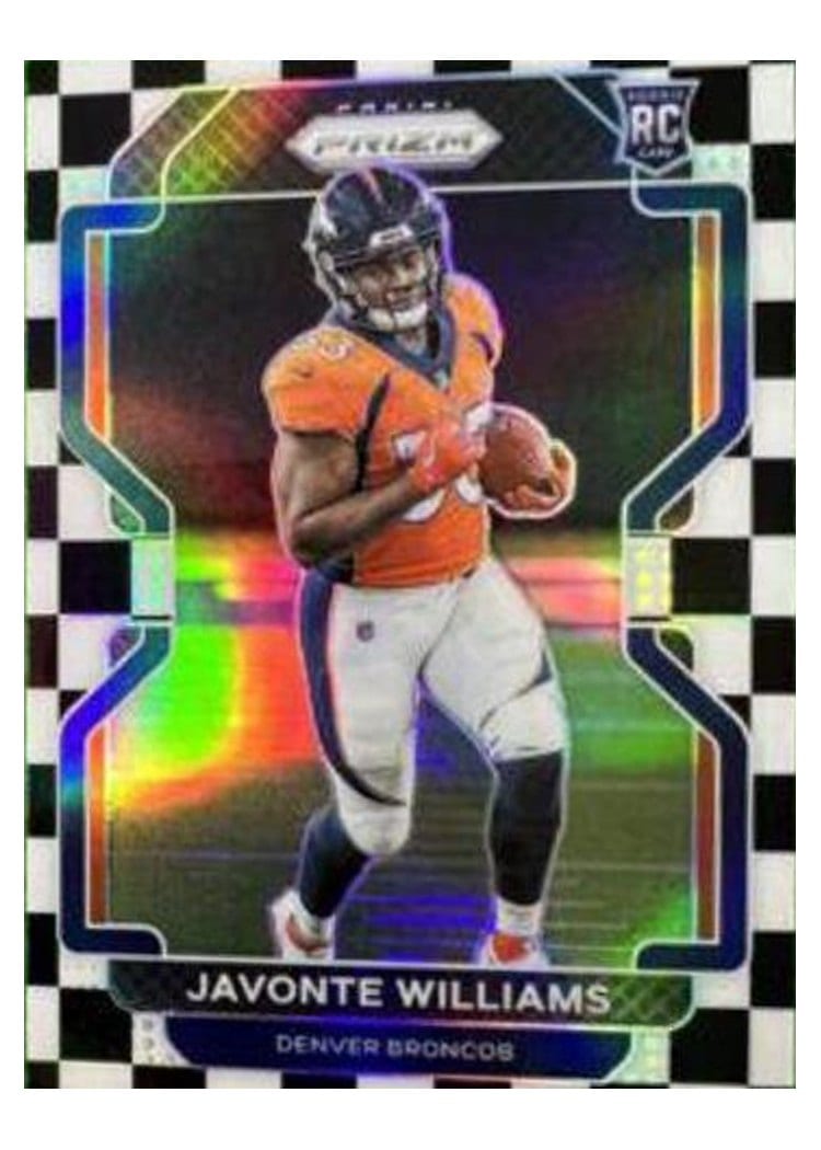 2021 Panini Prizm Base Set Javonte Williams Black and White Checker Prizm #345 card