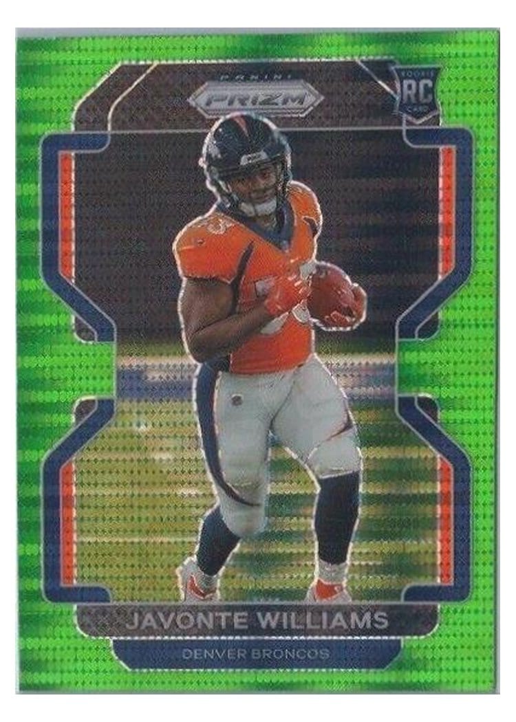 2021 Panini Prizm Base Set Javonte Williams Green Shimmer #345 card
