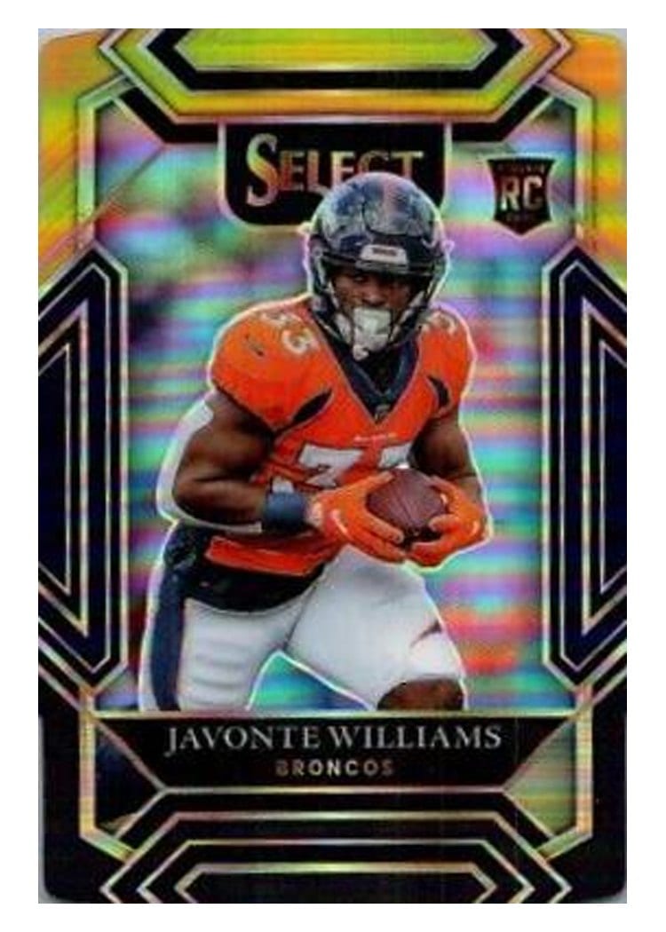 2021 Panini Select Base Set Javonte Williams Green and Black Snakeskin #257 card