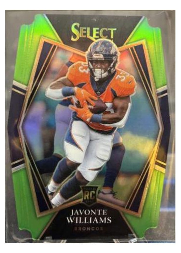 2021 Panini Select Base Set Javonte Williams Neon Green Die Cut #57 card