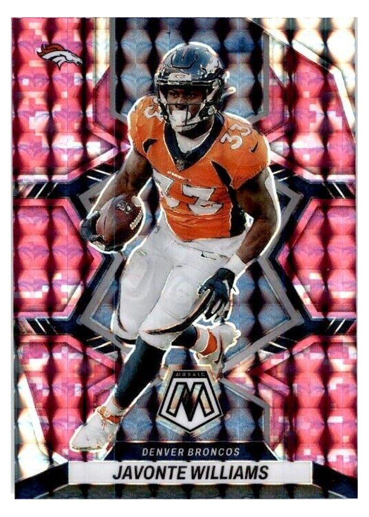 2022 Panini Mosaic Base Set Javonte Williams Camo Pink #61 card
