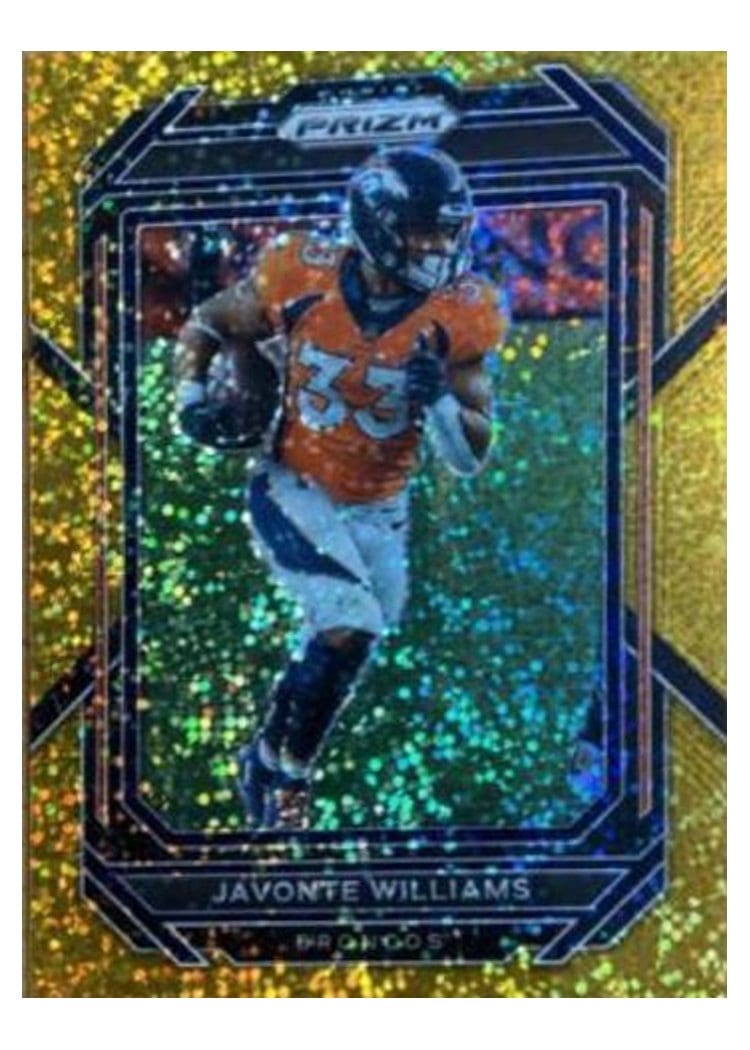 2022 Panini Prizm Base Set Javonte Williams Gold Sparkle #87 card