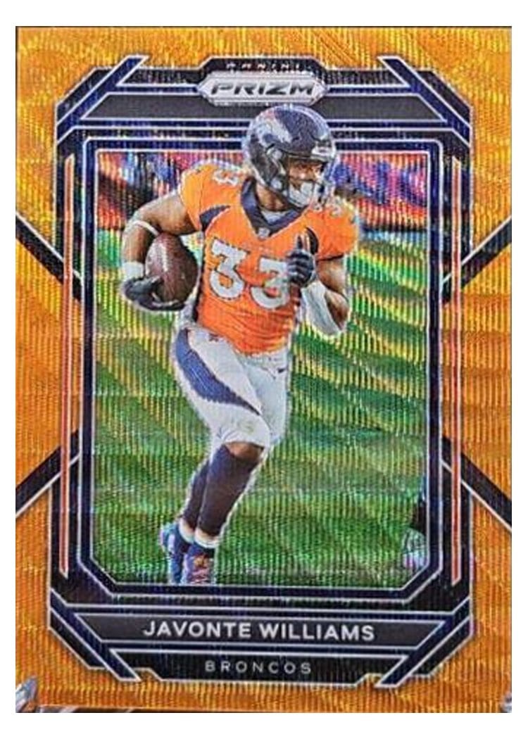 2022 Panini Prizm Base Set Javonte Williams Orange Wave #87 card