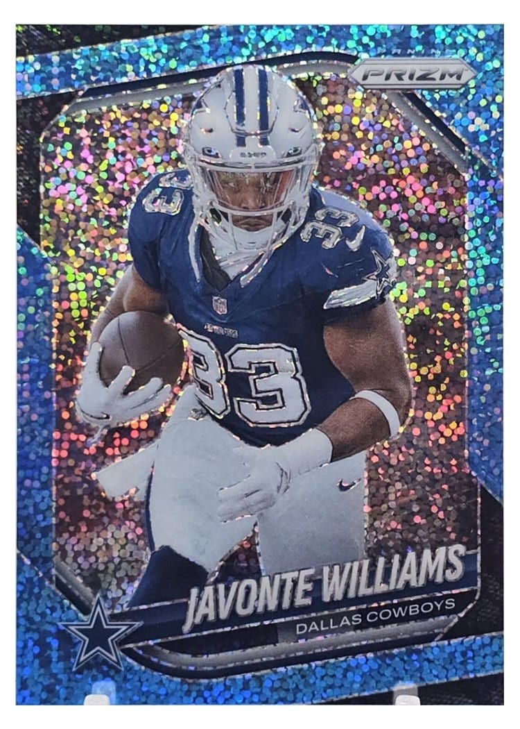 2025 Panini Prizm Base Set Javonte Williams Blue Sparkle #1 card
