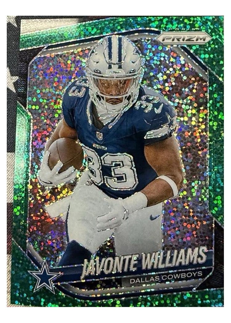 2025 Panini Prizm Base Set Javonte Williams Green Sparkle #1 card