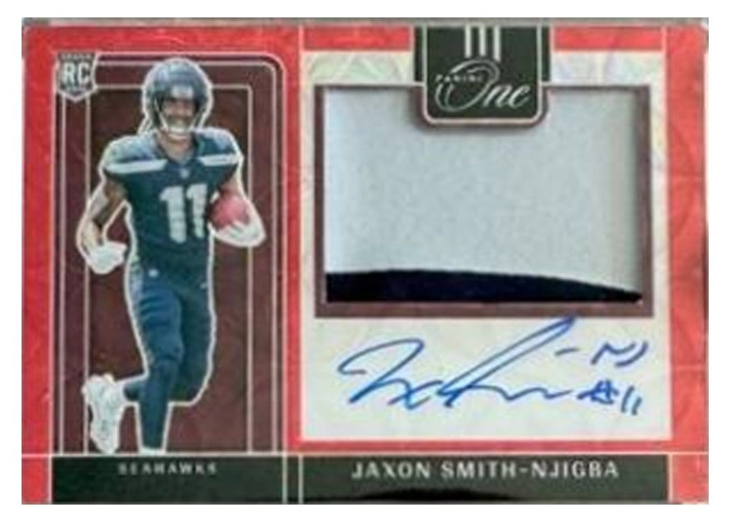 2023 Panini One Precision Rookie Patch Autographs Jaxon Smith-Njigba #302 card