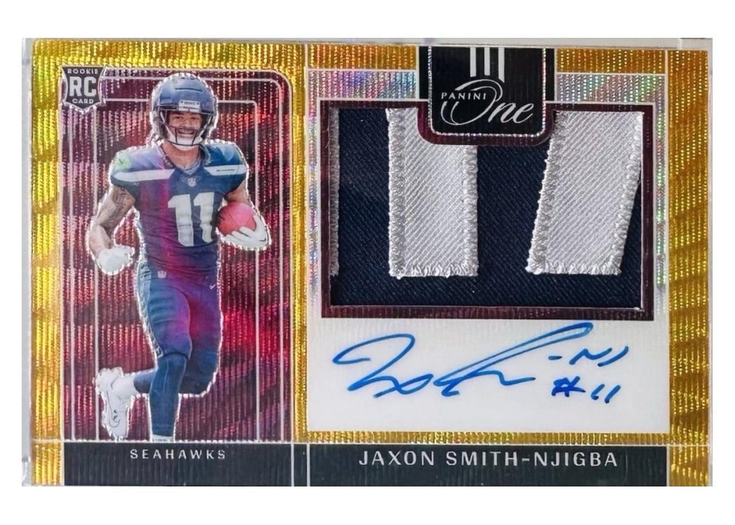 2023 Panini One Precision Rookie Patch Autographs Jaxon Smith-Njigba #302 card