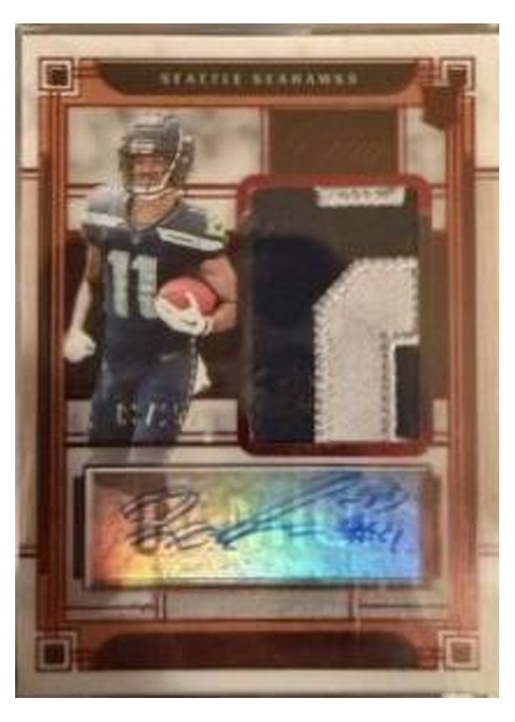 2023 Panini One Premium Rookie Patch Autographs Jaxon Smith-Njigba #145 card