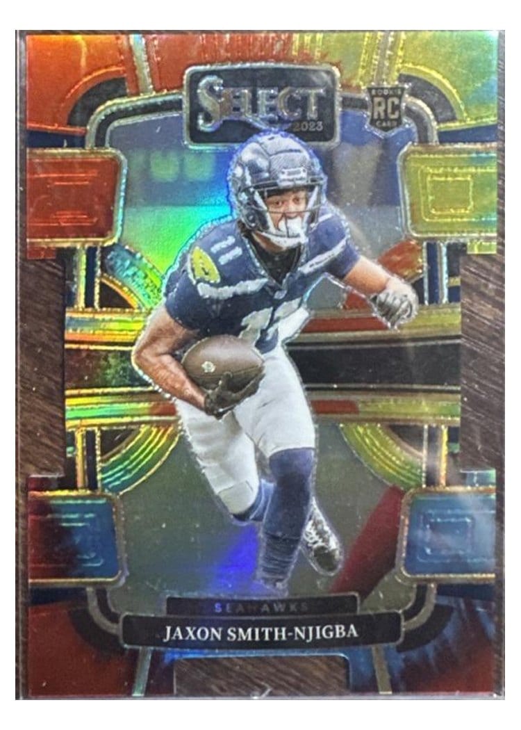 2023 Panini Select Jaxon Smith-Njigba Tie-Dye Prizm Die-Cut #87 card
