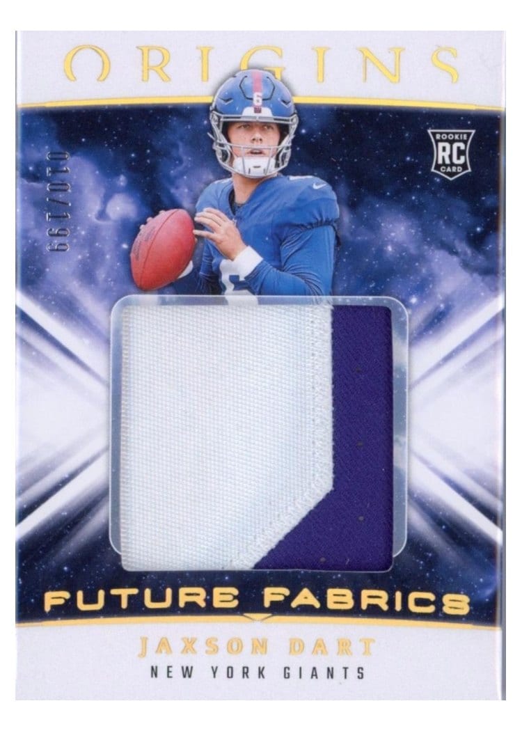 2025 Panini Origins Future Fabrics Jaxson Dart RELIC #2 card